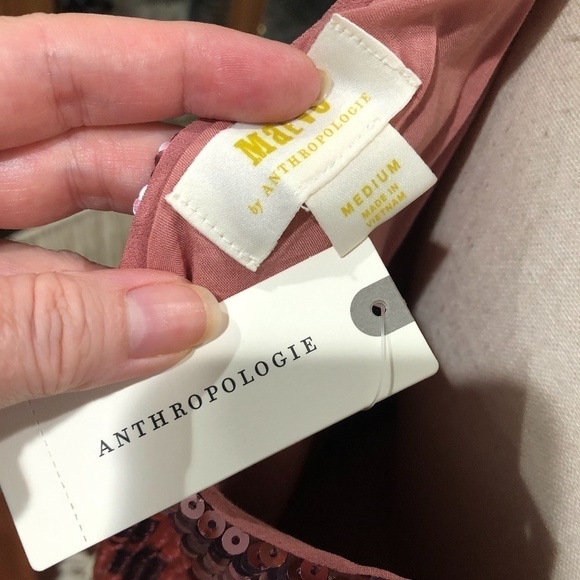 NWT Anthropologie Maeve Kara Pink Sequin Shift Dress, Size Medium - Picture 6 of 13